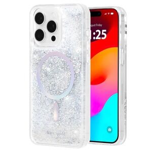 NWOT Kate Spade iPhone 15 Pro Case Liquid Glitter MagSafe Iridescent